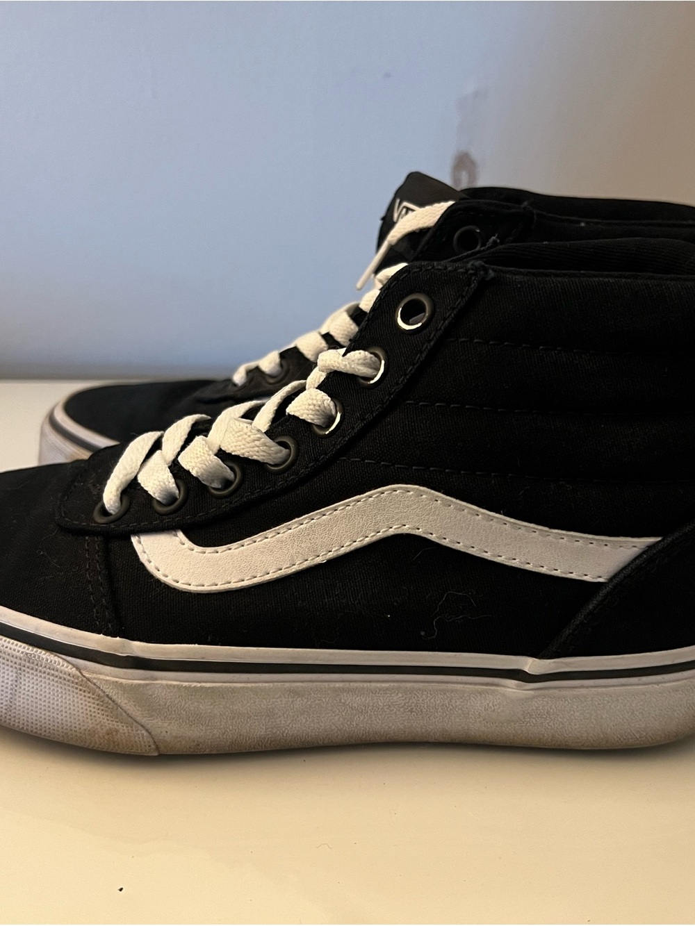 Vans Black and White High-Top Skate Shoes
